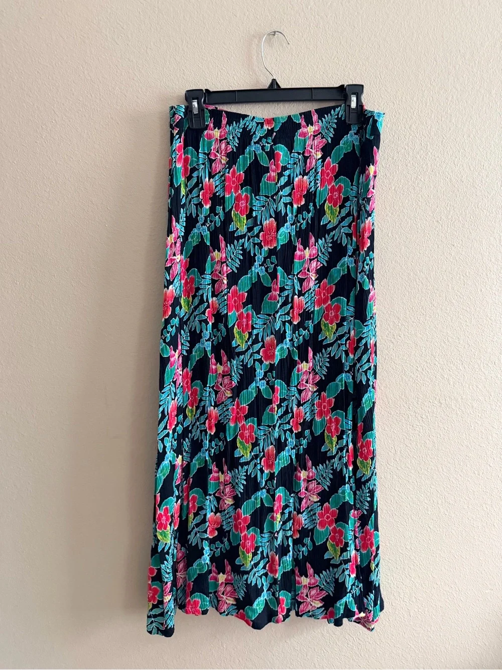 Vintage Sag Harbor Floral Pleated Button Front Maxi Skirt